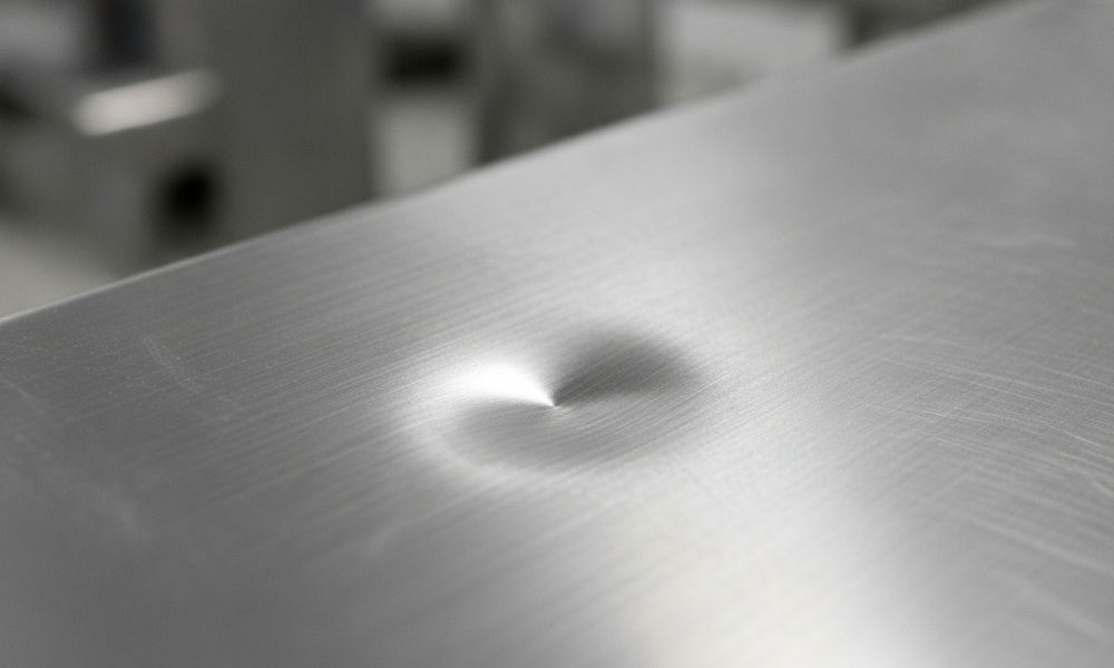 アルミパネルの凹み｜金属面にできた打痕の状態